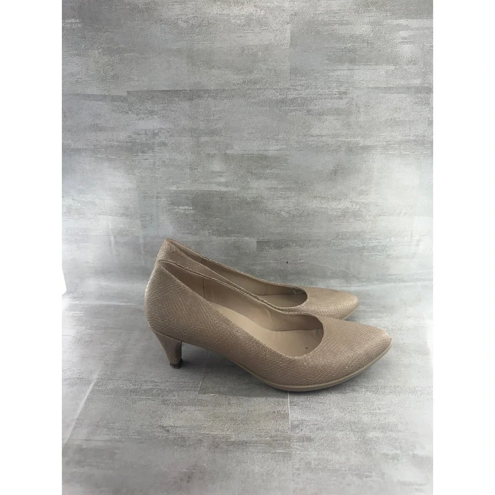 ECCO Shape 35 Women Beige Snakeskin Embossed Leather Pointed Toe Pumps Size 6
